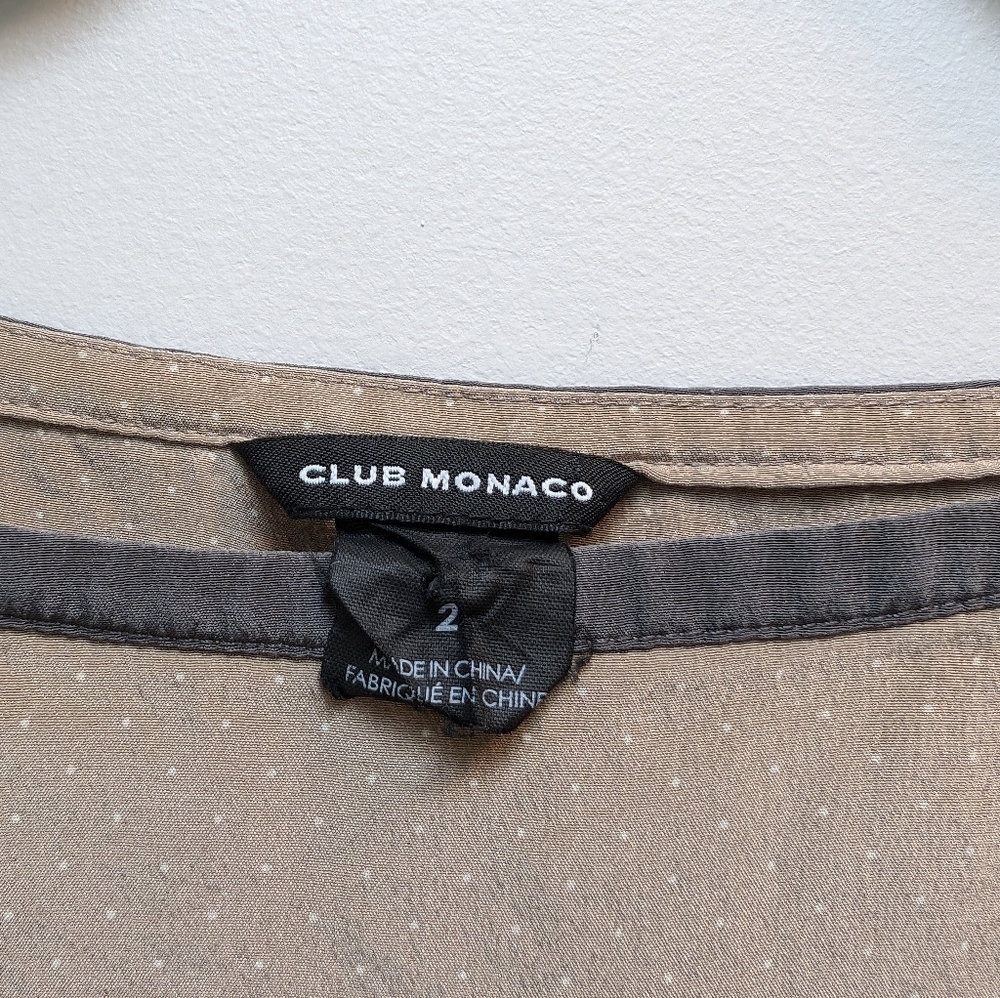 Club Monaco Blake Pindot Dress | 100% Silk Nude Dress - Picture 3 of 5